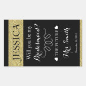 カスタムウェディングワインボトルラベル花嫁付き 長方形シール (正面)