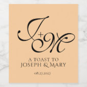 カスタムウェディングワインラベルパーソナライズされた- エレガント ワインラベル (シングルラベル)