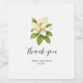 カスタムウェディング名Magnolia Thank You ワインラベル (シングルラベル)