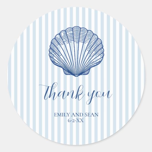 カスタムウェディング名Seashellありがとう ラウンドシール (正面)