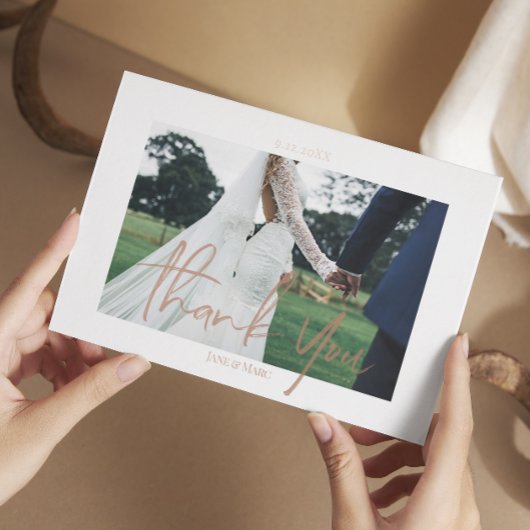 カスタムウェディング実在フォイル2枚の写真サンキューカード 箔シーズンカード