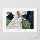 カスタムウェディング実在フォイル2枚の写真サンキューカード 箔シーズンカード (正面)