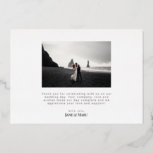 カスタムウェディング実在フォイル2枚の写真サンキューカード 箔シーズンカード (裏面)