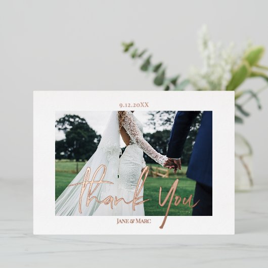 カスタムウェディング実在フォイル2枚の写真サンキューカード 箔シーズンカード (立ち正面)
