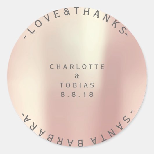 カスタムウェディング感謝していペリー赤面シャンペーングレー ラウンドシール (正面)