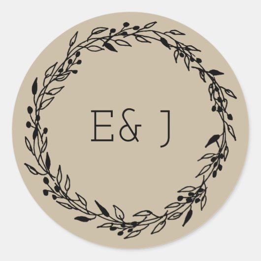 カスタムウェディング招待状シールクラフトハンドドロード ラウンドシール (正面)
