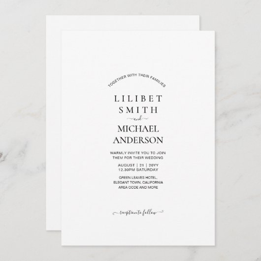 カスタムウェディング招待状テンプレート – 独自のイメージを追加 (正面/裏面)