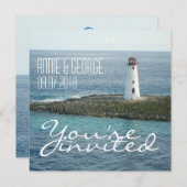 カスタムウェディング招待状ニューイングランドビーチ1 招待状 (正面/裏面)