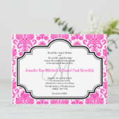 カスタムウェディング招待状ホットピンクダマスク 招待状 (スタンド正面)