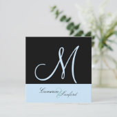 カスタムウェディング招待状モノグラム/ブルー 招待状 (スタンド正面)