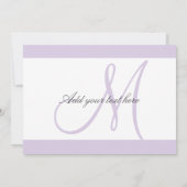 カスタムウェディング招待状モノグラム/薄紫 招待状 (裏面)
