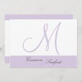 カスタムウェディング招待状モノグラム/薄紫 招待状 (正面/裏面)