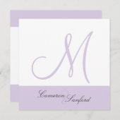 カスタムウェディング招待状モノグラム/薄紫 招待状 (正面/裏面)