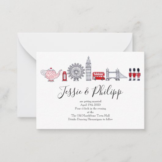 カスタムウェディング招待状 ノートカード (正面)