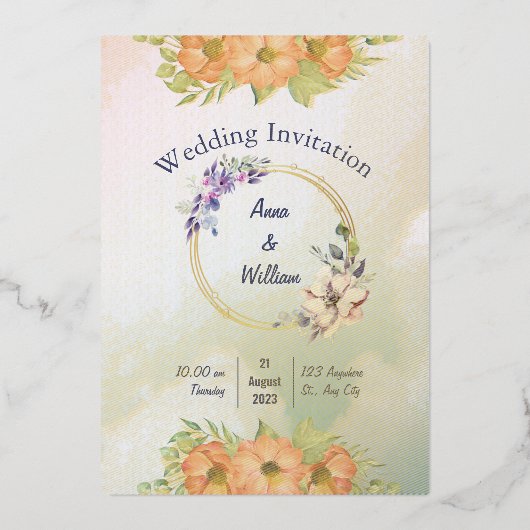 カスタムウェディング招待状 箔招待状 (正面)