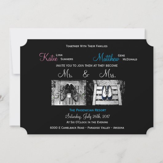 カスタムウェディング招待状 – 自分の写真を追加！ 招待状 (正面)