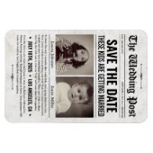 カスタムウェディング新聞日付の保存招待状 マグネット (横)