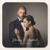 カスタムウェディング新郎新婦の写真 スクエアペーパーコースター (正面)