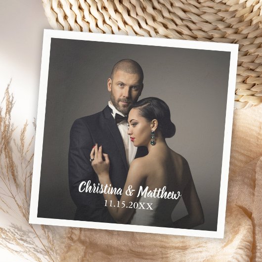 カスタムウェディング新郎新婦の写真 スタンダードカクテルナプキン