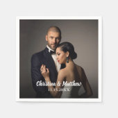 カスタムウェディング新郎新婦の写真 スタンダードカクテルナプキン (正面)