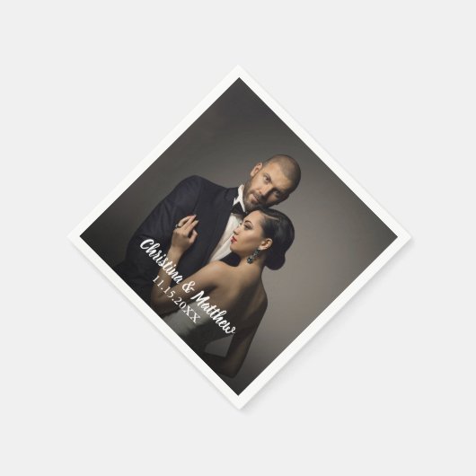 カスタムウェディング新郎新婦の写真 スタンダードカクテルナプキン (角)