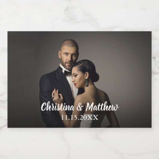 カスタムウェディング新郎新婦の写真 スパークリングワインラベル (シングルラベル)