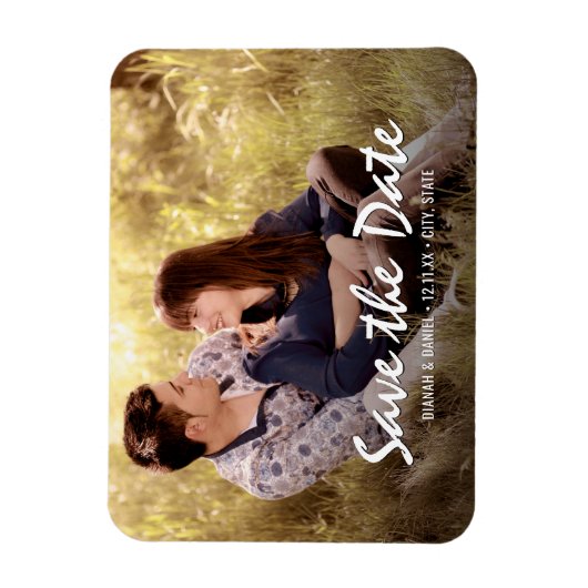 カスタムウェディング日付の写真の保存冷蔵庫用マグネット マグネット (縦)
