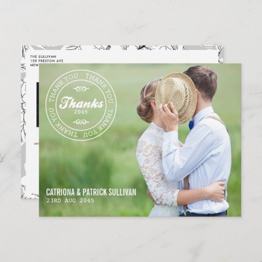 カスタムウェディング日付ロゴフォト結婚の感謝の気持ち ポストカード (正面/裏面)