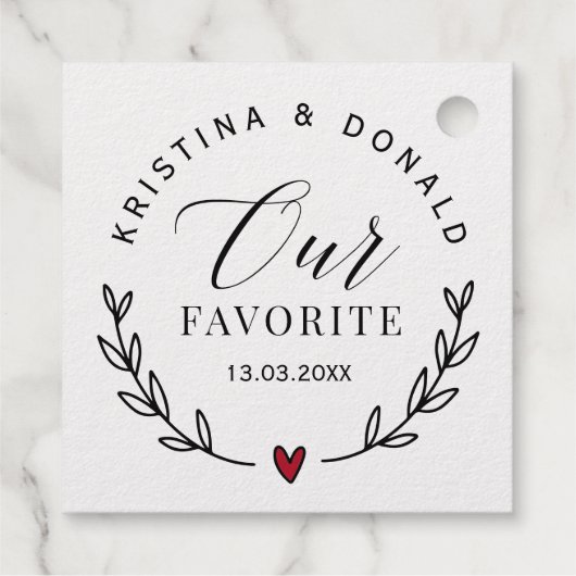 カスタムウェディング私たちのフォイルお気に入りのメッセージカード フェイバータグ (裏面)