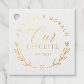 カスタムウェディング私たちのフォイルお気に入りのメッセージカード フェイバータグ (正面)