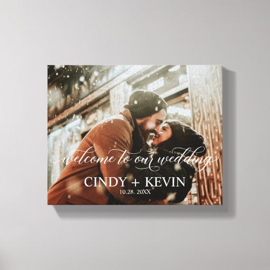 カスタムウェディング結婚新郎新婦へようこそ キャンバスプリント (正面)