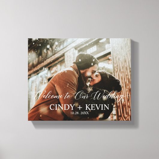 カスタムウェディング結婚新郎新婦へようこそ キャンバスプリント (正面)