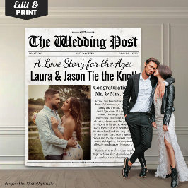 カスタムウェディング結婚背景フォト新聞 タペストリー