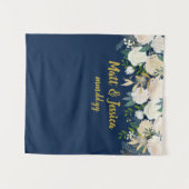 カスタムウェディング背景フォトブースNavy Blue金ゴールド タペストリー (正面(横))