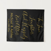 カスタムウェディング背景ブラック金ゴールドプロップ披露宴 タペストリー (正面(横))