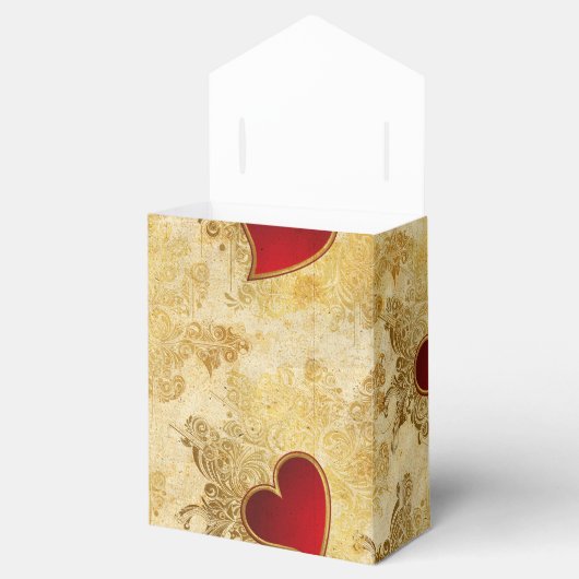 カスタムウェディング金ゴールドクラシック赤いハートお気に入りボックス フェイバーボックス (オープン)
