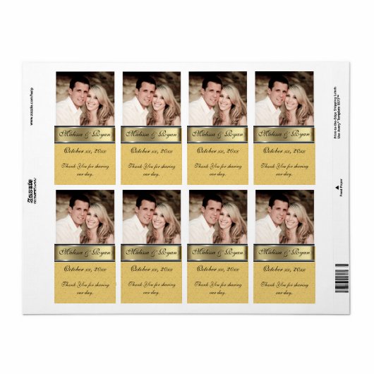 カスタムウェディング金ゴールドワインラベルあなたの写真を追加 ラベル (フルシート)