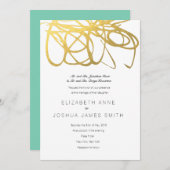 カスタムウェディング金ゴールド効果招待状 招待状 (正面/裏面)