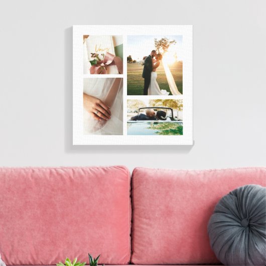 カスタムウェディング4フォトコラージュ キャンバスプリント (インサイチュ (リビング))