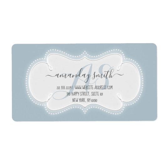 カスタムウェディングRSVPブライダルシャワースモーキーブルー ラベル (正面)