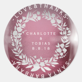 カスタムウェデ感謝していィングリースブルゴーニュホワイトグラス ラウンドシール