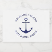 カスタムウェルカムアウ航海のトいかりネイビーホワイト スパークリングワインラベル (シングルラベル)