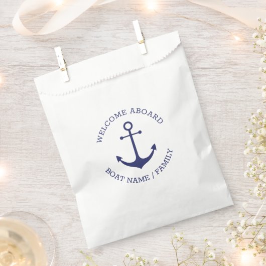 カスタムウェルカムアウ航海のトいかりネイビーホワイト フェイバーバッグ (クリップ留めされた状態)
