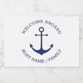 カスタムウェルカムアウ航海のトいかりネイビーホワイト フードラベル (シングルラベル)