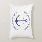 カスタムウェルカムアウ航海のトいかりブルー白 アクセントクッション (正面(垂直))
