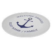 カスタムウェルカムアウ航海のトいかりブルー白 カッティングボード (角)