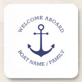 カスタムウェルカムアウ航海のトいかりブルー白 コースター (正面)