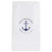 カスタムウェルカムアウ航海のトいかりブルー白 スモールペーパーバッグ (正面)