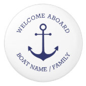 カスタムウェルカムアウ航海のトいかりブルー白 セラミックノブ (正面)