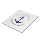 カスタムウェルカムアウ航海のトいかりブルー白 タイル (側面)